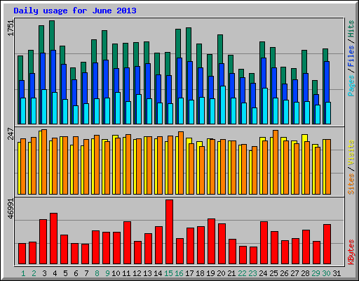 Daily usage for June 2013