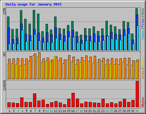 Daily usage for January 2015