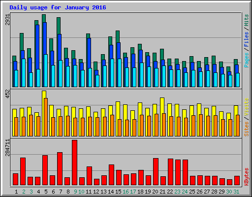 Daily usage for January 2016