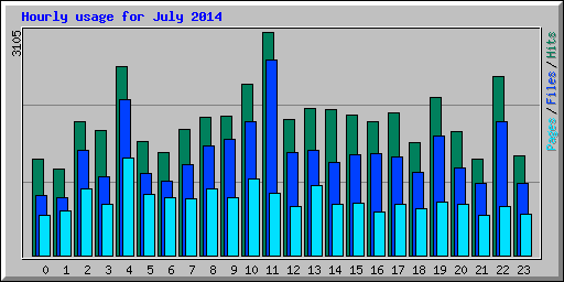 Hourly usage for July 2014