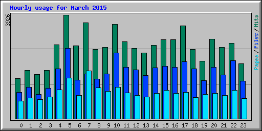 Hourly usage for March 2015
