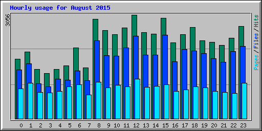 Hourly usage for August 2015