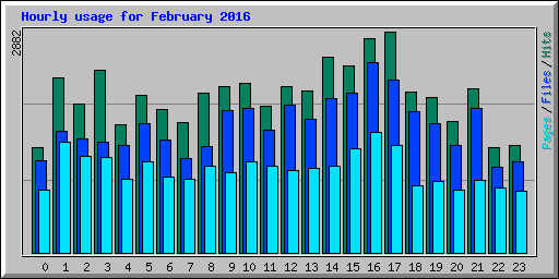 Hourly usage for February 2016