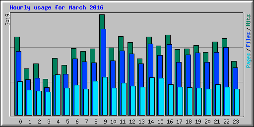 Hourly usage for March 2016
